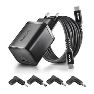CARGADOR DE PORTATIL ACER NGS BUD GAN USB-C 65W 4 CONECTORES + CABLE 1.5M USB-C BLACK