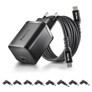 CARGADOR DE PORTATIL ASUS NGS BUD GAN USB-C 65W 8 CONECTORES + CABLE 1.5M USB-C BLACK
